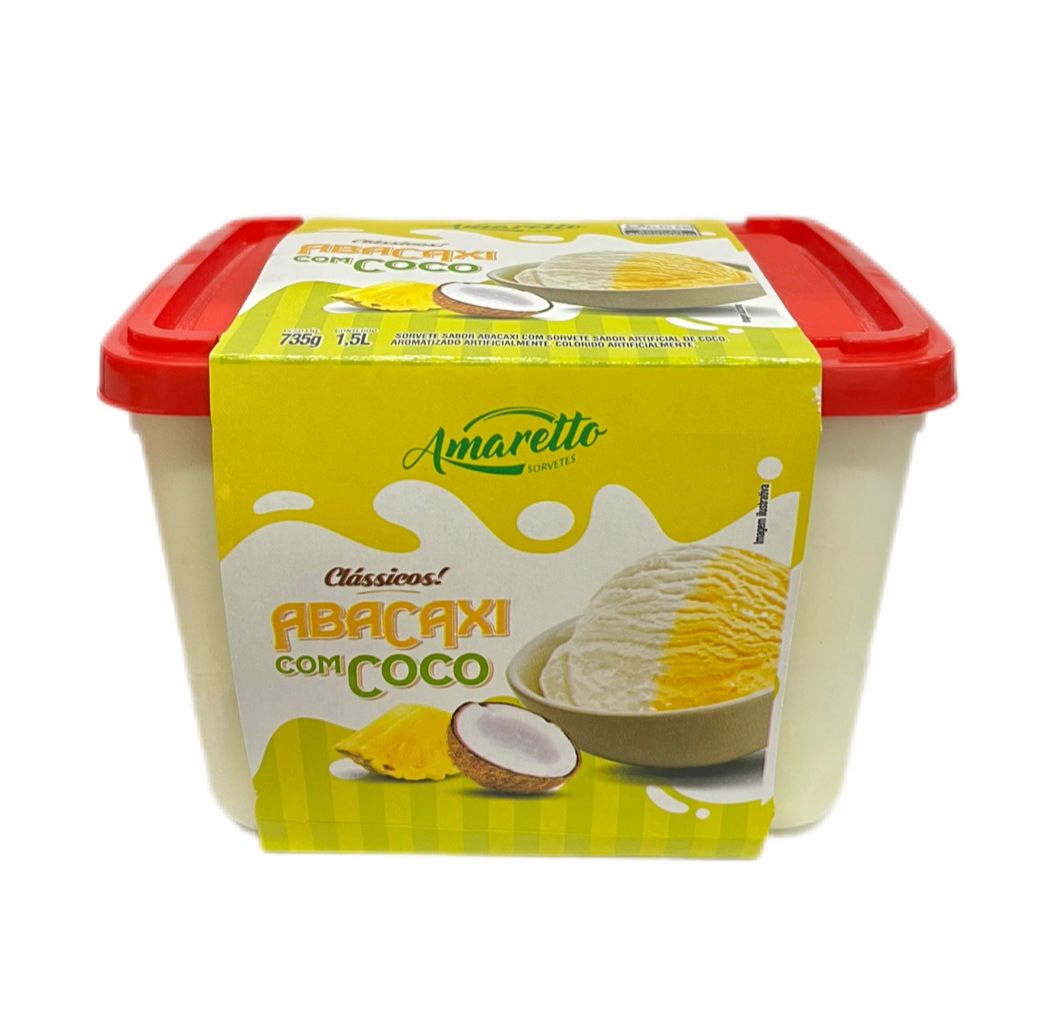 imagem de Sorvete Amaretto Abacaxi c/ Coco 1.5L