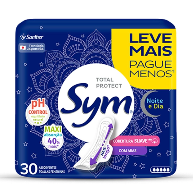 imagem de Absorvente Sym Abas Suave Noite e Dia c/ 30un