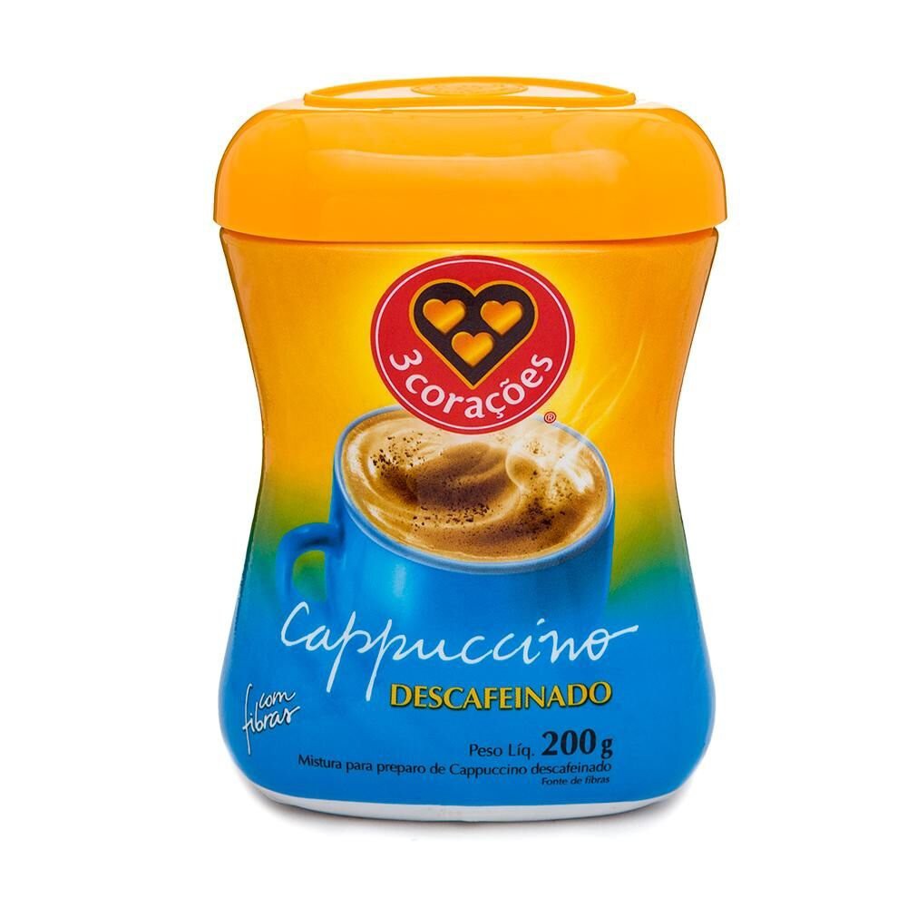 imagem de Cappuccino 3 Corações Descafeinado Pote 200g